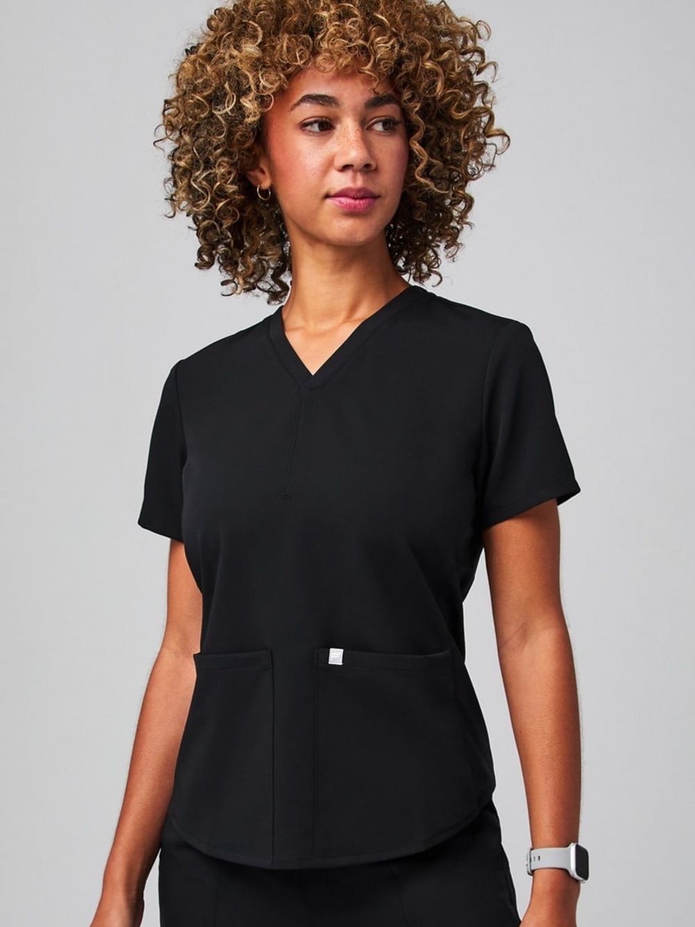 NWT Fabletics Method Scrub Top Black Women’s XL Performance Stretch Medical